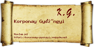 Korponay Gyöngyi névjegykártya